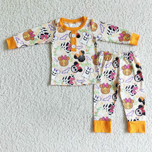 Load image into Gallery viewer, Halloween baby boys cartoon pumpkin pajamas sets
