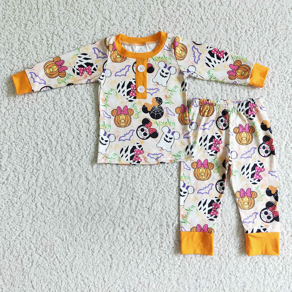 Halloween baby boys cartoon pumpkin pajamas sets