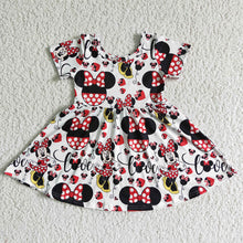 Load image into Gallery viewer, Baby girls summer cartoon knee length dresses
