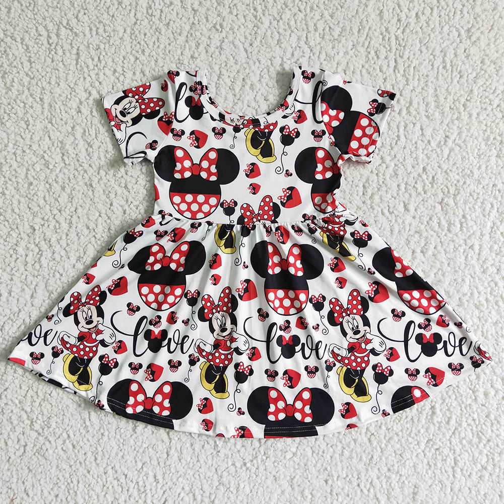 Baby girls summer cartoon knee length dresses