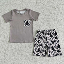 Load image into Gallery viewer, Baby boys motorbike pocket shorts sets
