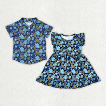 Load image into Gallery viewer, Baby Girls Blue Cartoon Animal Sibling Designs Clothing
