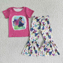 Load image into Gallery viewer, Baby girls movie cartoon hotpink bell pants clothing sets
