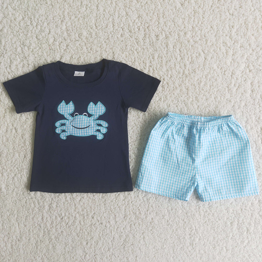 Navy crab lattice outfits