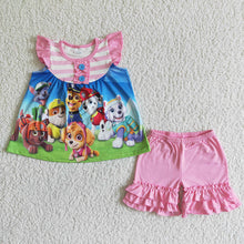 Load image into Gallery viewer, Baby girls cartoon dogs summer shorts sets
