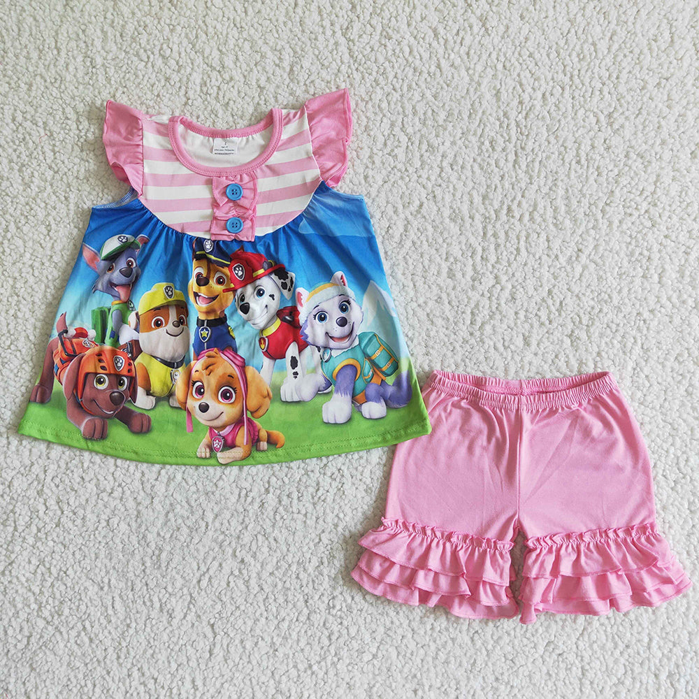 Baby girls cartoon dogs summer shorts sets