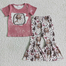 Load image into Gallery viewer, Baby Girls Christmas pink santa bell pants sets
