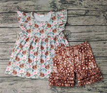 Load image into Gallery viewer, Baby girls deer summer shorts sets
