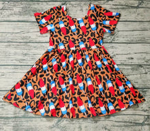 Load image into Gallery viewer, Baby girls summer 4th of july leopard red dresses
