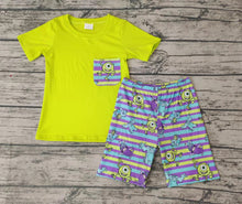 Load image into Gallery viewer, Baby boy cartoon green pocket shorts sets
