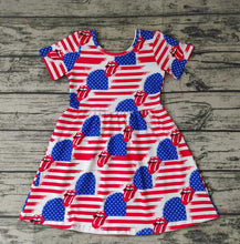 Load image into Gallery viewer, Baby girls summer 4th of july mouth knee length dresses
