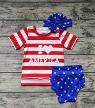 Load image into Gallery viewer, Baby girls 4th of july summer bummie sets(can choose headband here)
