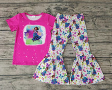 Load image into Gallery viewer, Baby girls movie cartoon hotpink bell pants clothing sets
