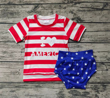 Load image into Gallery viewer, Baby girls 4th of july summer bummie sets(can choose headband here)
