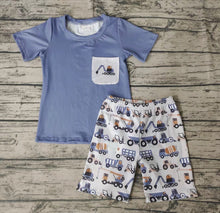 Load image into Gallery viewer, Baby boys Construction pocket summer shorts sets
