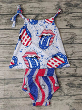 Load image into Gallery viewer, Baby girls 4th of july bummie sets
