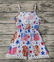 Load image into Gallery viewer, Baby girls 4th of july cow jumpsuits
