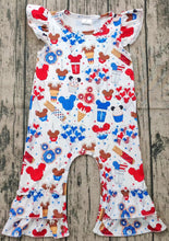 Load image into Gallery viewer, Baby girls castle 4th of July rompers
