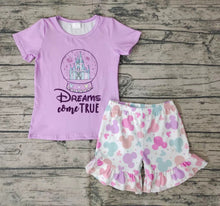 Load image into Gallery viewer, Baby girls dream come true ruffle shorts sets
