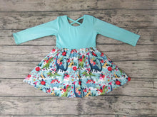 Load image into Gallery viewer, Baby girls christmas dinosaur twirl dresses
