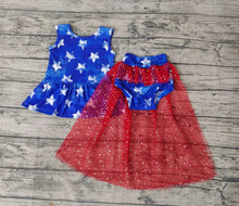 Load image into Gallery viewer, Baby girls 4th of july star bummie tutu sets
