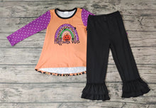 Load image into Gallery viewer, Baby girls halloween vibes rainbow pants clothing sets
