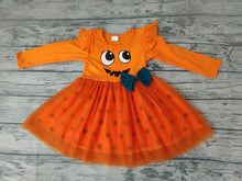 Load image into Gallery viewer, Baby girls Halloween face orange tutu dresses
