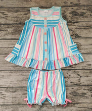 Load image into Gallery viewer, Baby girls colorful stripe summer shorts sets
