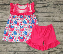 Load image into Gallery viewer, Baby girls 4th of july tunic ruffle shorts sets
