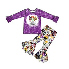 Load image into Gallery viewer, Baby Girls Halloween purple witches clothes sets
