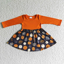 Load image into Gallery viewer, Baby girls pumpkin orange long sleeve dresses
