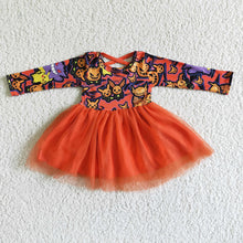 Load image into Gallery viewer, Baby girls Halloween pumpkin tutu long sleeve dresses
