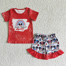 Load image into Gallery viewer, Baby girls 4th of july cartoon summer shorts sets
