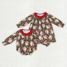 Load image into Gallery viewer, Sibling Baby Girls Christmas Santa Leopard Rompers Dresses
