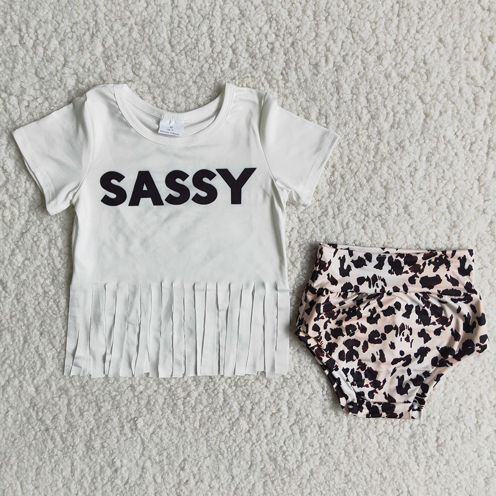 Letter tassels leopard bummie set