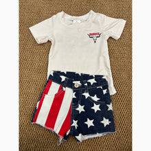 Load image into Gallery viewer, Baby Girls 4th Of July Shirt Top Stars Denim Shorts Clothes Sets
