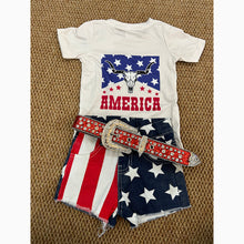 Load image into Gallery viewer, Baby Girls 4th Of July Shirt Top Stars Denim Shorts Clothes Sets
