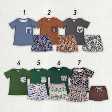 Load image into Gallery viewer, 7 Colors Sibling Baby Boys Camouflage Pocket Shirt Shorts Summer Outfits
