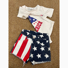 Load image into Gallery viewer, Baby Girls 4th Of July Shirt Top Stars Denim Shorts Clothes Sets

