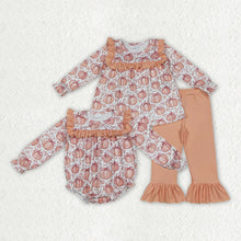 Load image into Gallery viewer, Sibling Baby Girls Fall Bow Pumpkins Rompers Outfits Clothes Sets
