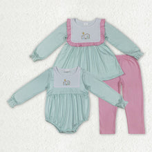 Load image into Gallery viewer, Sibling Baby Girls Blue Christmas Nativity Jesus Rompers Outfits Sets
