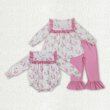 Load image into Gallery viewer, Sibling Baby Girls Christmas Pink Santa Rompers Outfits Sets
