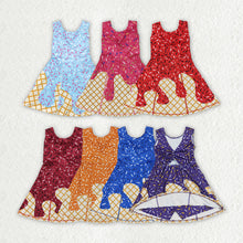 Load image into Gallery viewer, 7 Colors Sibling Baby Girls Ice-cream Drip Sprinkles Yoga Skort Knee Length Dresses
