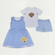 Load image into Gallery viewer, Baby Boys Girls Dog Summer Sibling Dress Clothes Sets
