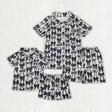 Load image into Gallery viewer, Mommy and Me Baby Girls Black Bows Button Pocket Top Short Pajamas Sets
