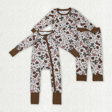 Load image into Gallery viewer, Sibling Baby Boys Western Bull Skull Cactus Rompers Pajamas Clothes Sets
