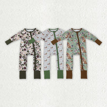 Load image into Gallery viewer, Sibling Baby Boys Ducks Hunting Season Camo Southern Zipper Footie Rompers
