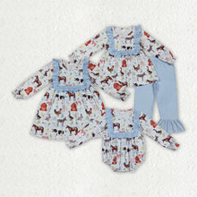 Load image into Gallery viewer, Sibling Baby Girls Farm House Animals Rompers Dresses Outfits
