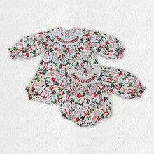 Load image into Gallery viewer, Sibling Baby Girls Smocked Embroidery Merry Christmas Rompers Dresses
