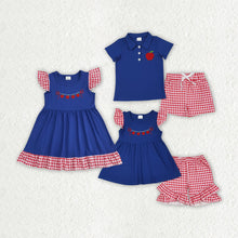 Load image into Gallery viewer, Sibling Boys Baby Girls Embroidery Apple Back To School Outfits Sets
